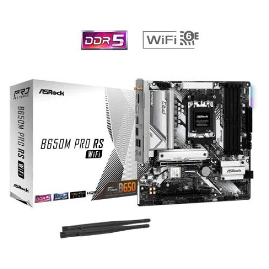 ASRock B650M Pro RS WiFi AM5 Micro ATX Motherboard ASRock B650M Pro RS WiFi AM5 Micro ATX Motherboard