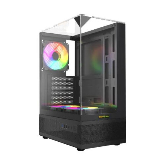MaxGreen 190-1 Mid-Tower ATX Casing With 3x MaxGreen M59 ARGB Fan MaxGreen 190-1 Mid-Tower ATX Casing With 3x MaxGreen M59 ARGB Fan
