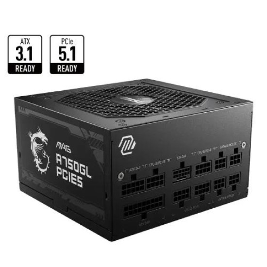 MSI MAG A750GL PCIE5 750W 80 Plus Gold Full Modular Power Supply MSI MAG A750GL PCIE5 750W 80 Plus Gold Full Modular Power Supply