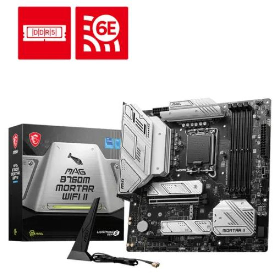 MSI MAG B760M MORTAR WIFI II DDR5 mATX Motherboard MSI MAG B760M MORTAR WIFI II DDR5 mATX Motherboard
