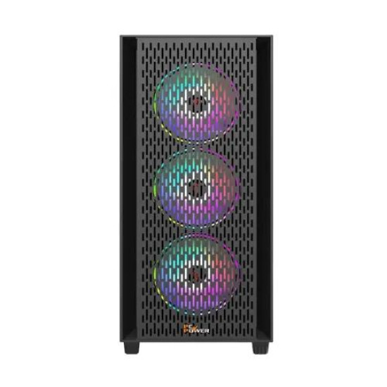 PC Power Flow Dark Mesh Mid Tower ATX Gaming Casing