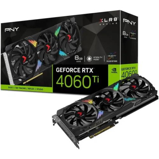 PNY GeForce RTX 4060 Ti 8GB XLR8 Gaming VERTO EPIC-X RGB Triple Fan GDDR6 Graphics Card PNY GeForce RTX 4060 Ti 8GB XLR8 Gaming VERTO EPIC-X RGB Triple Fan GDDR6 Graphics Card
