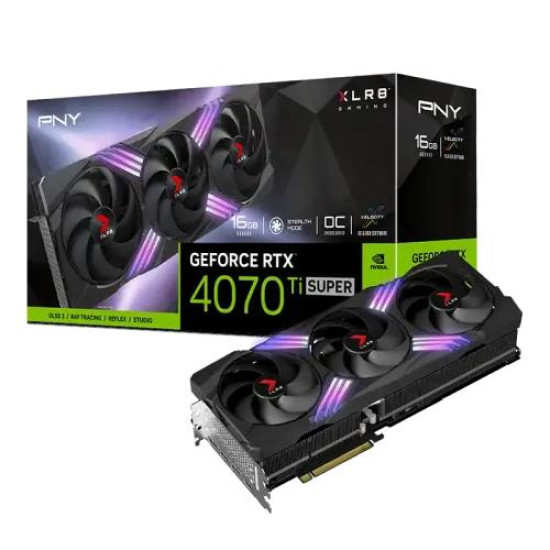 PNY GeForce RTX 4070 Ti SUPER 16GB XLR8 Gaming VERTO EPIC-X RGB Overclocked Triple Fan GDDR6X Graphics Card