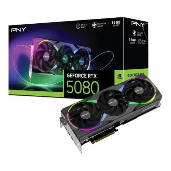 PNY GeForce RTX 5080 16GB GDDR7 ARGB EPIC-X RGB Overclocked Triple Fan Graphics Card