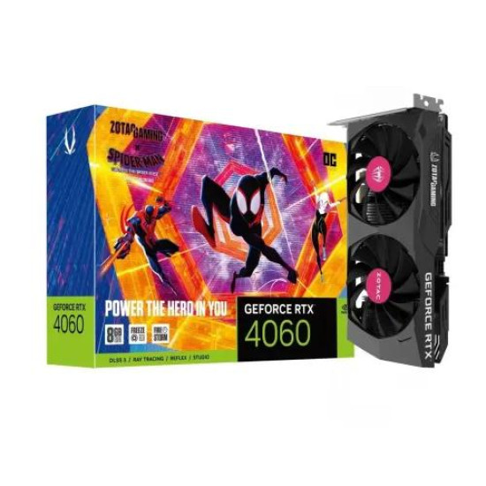 ZOTAC GAMING GeForce RTX 4060 8GB OC Spider-Man: Across The Spider-Verse Bundle Graphics Card ZOTAC GAMING GeForce RTX 4060 8GB OC Spider-Man: Across The Spider-Verse Bundle Graphics Card